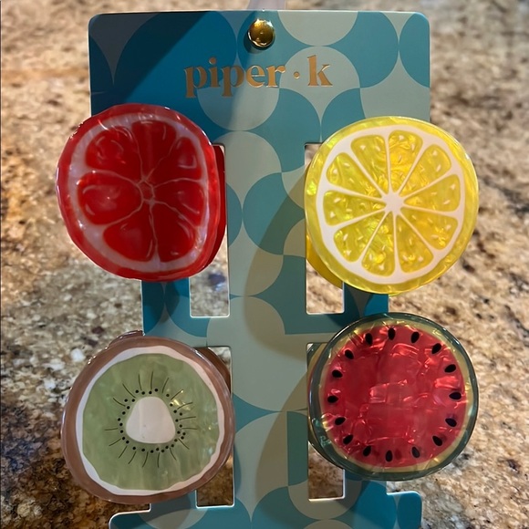 Piper K Accessories - Piper K Fruit-Themed Hair Clip Set 🍉🍋🥝🍊